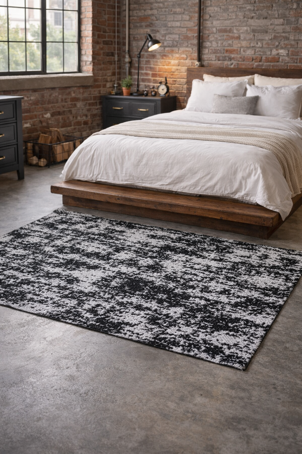 Beira de Cama Carrara Preto e Branco - 1,48m x 1m