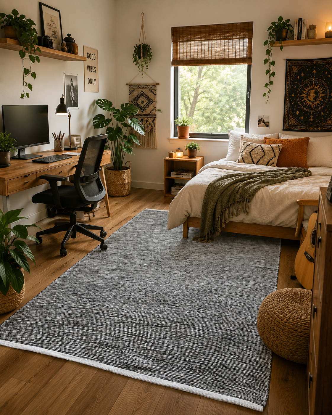 Beira de Cama Mesclada Verde e Terracota - 85cm x 1,56m