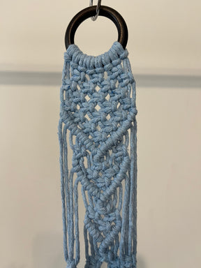 Macramê Porta Vaso Azul Médio - 79cm x 8cm