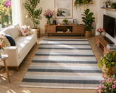 Tapete de Sala Tear Luxo Listras Azul e Bege – 2m x 1,50m