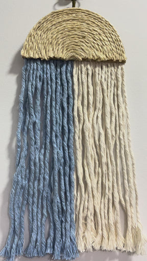 Macramê Conjunto Meia Lua Mini Azul – 14cm x 32cm
