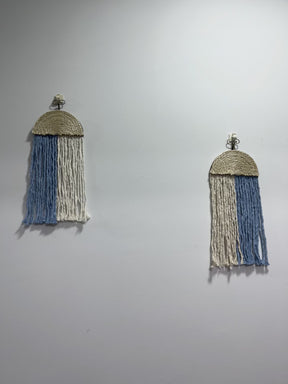 Macramê Conjunto Meia Lua Mini Azul – 14cm x 32cm